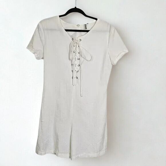 Staud x Solid & Striped White Lace Up Romper - Picture 4 of 9